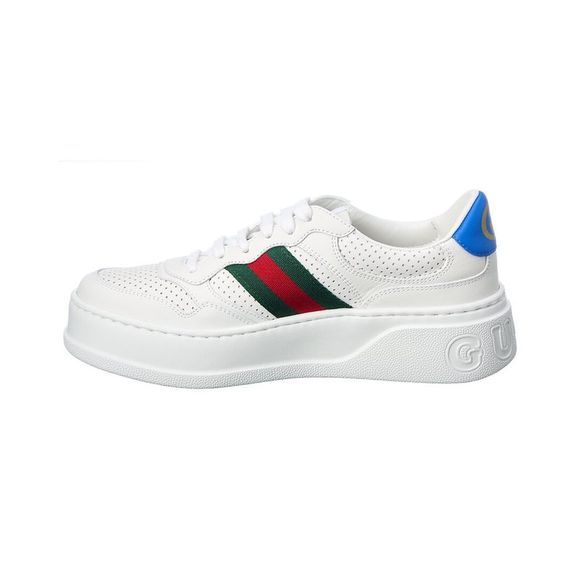 Gucci Web Leather Sneaker, White - Picture 2 of 5